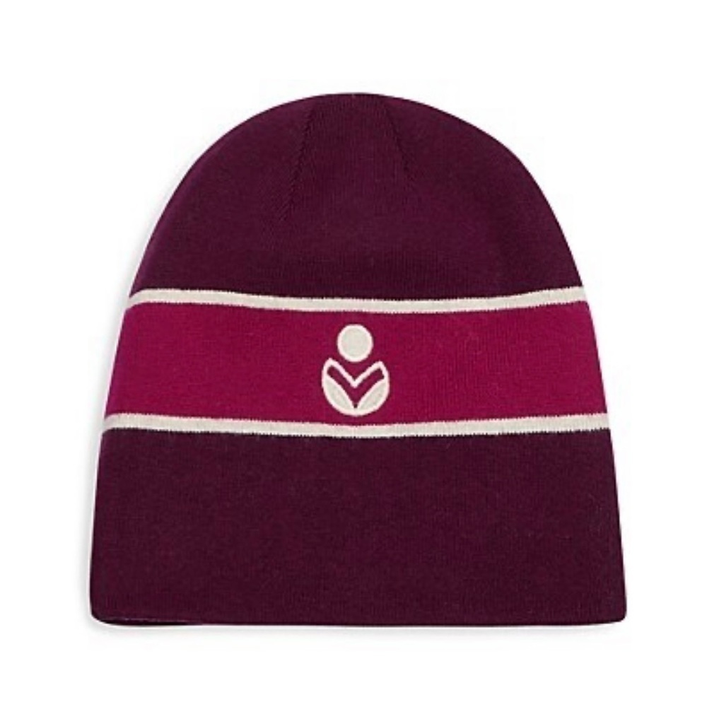 ISABEL MARANT  Camden Striped Logo Beanie - Burgundy $165 NWT